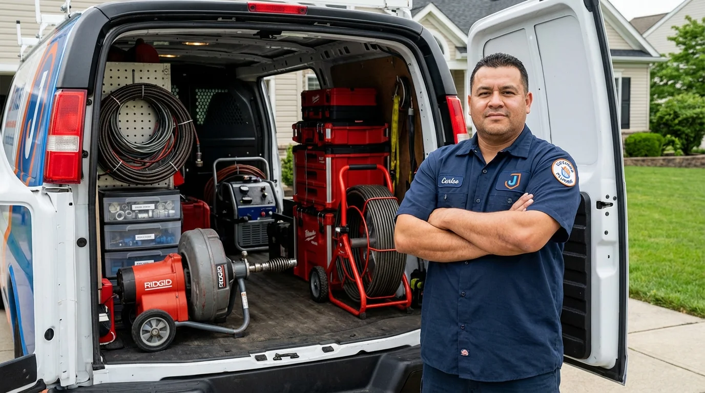 Professional drain cleaning equipment and Johns Plumbing LLC plumber in Vega Baja
